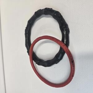 Vintage Set of Two Unique Handcrafted Bangles – Black and‎ Red